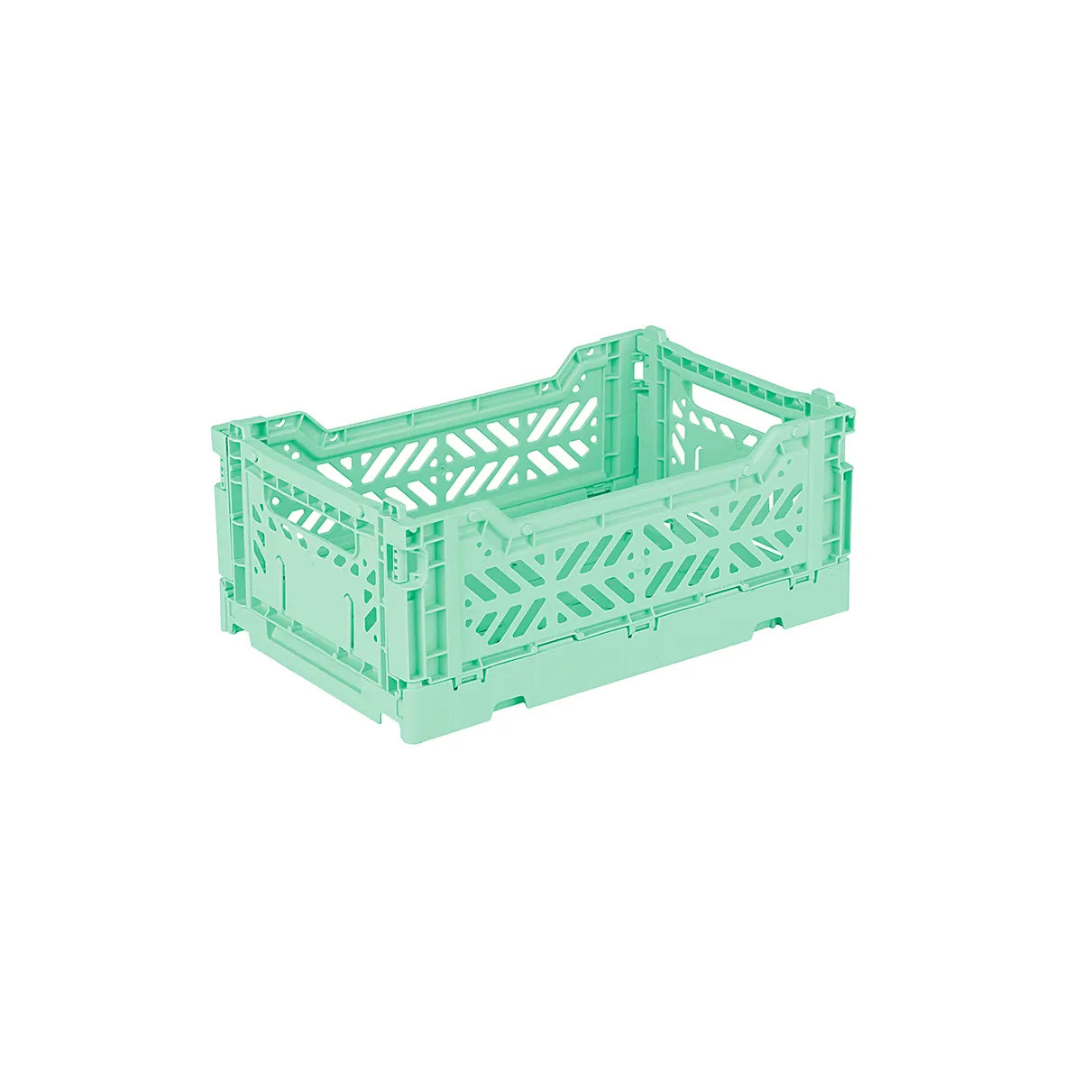 Aykasa Mini foldekasse i Warm Mint, lille sammenklappelig og stabelbar opbevaringskasse, 27 x 17 x 11 cm – køb hos butikalrum.dk.