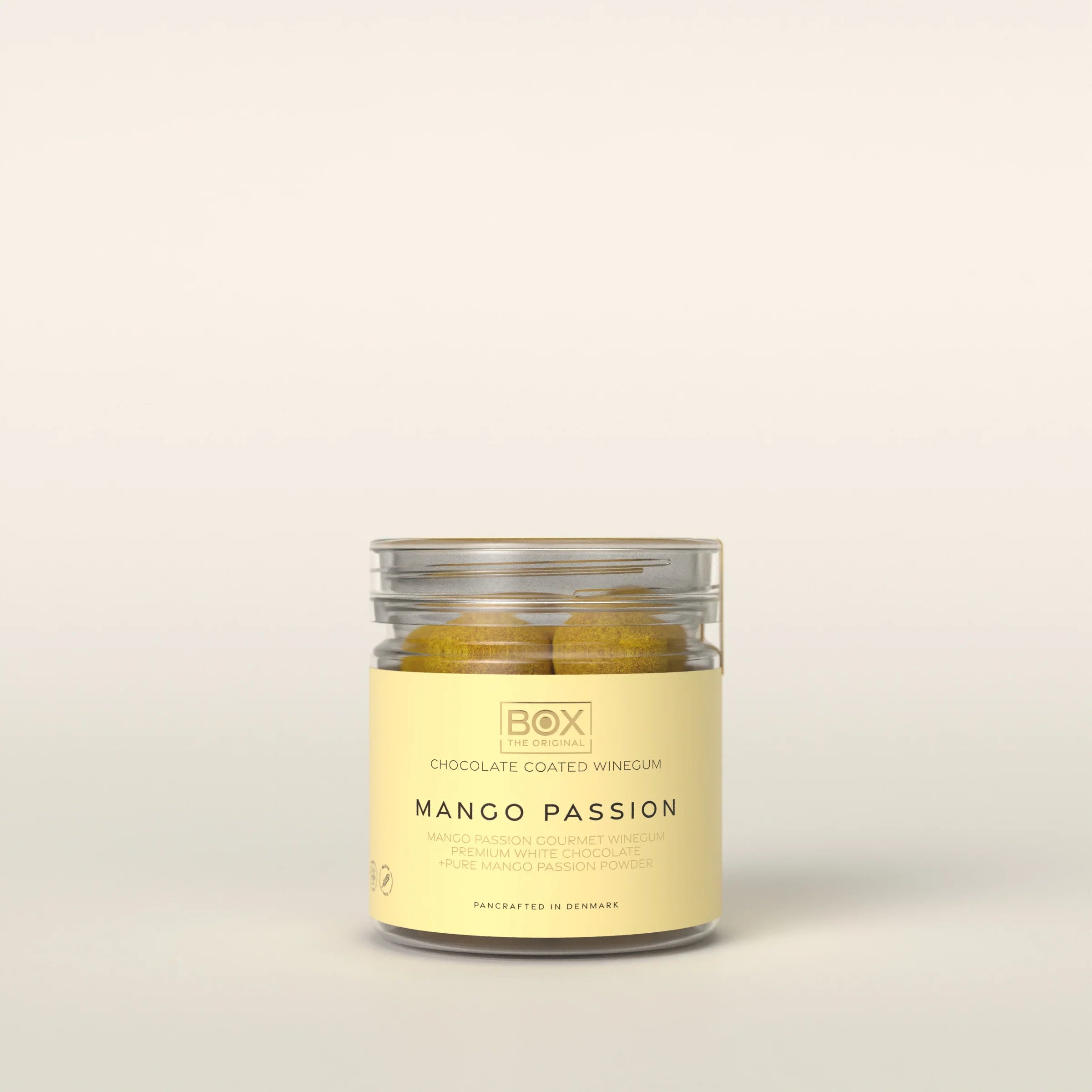 Box The Original gourmet vingummi med mango og passionsfrugt i rundt rør – køb hos Butik Alrum
