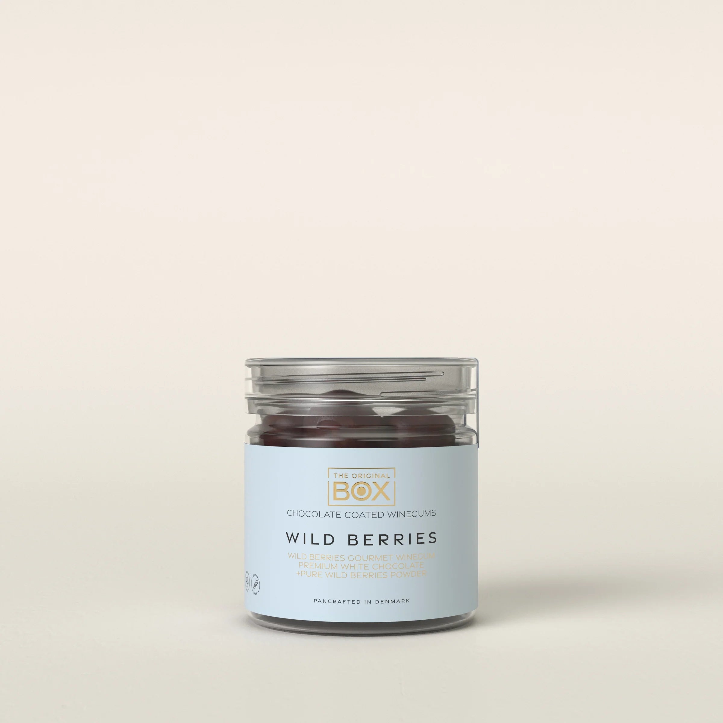 Box The Original gourmet vingummi med skovbærsmag og blød chokolade i rør – køb hos Butik Alrum