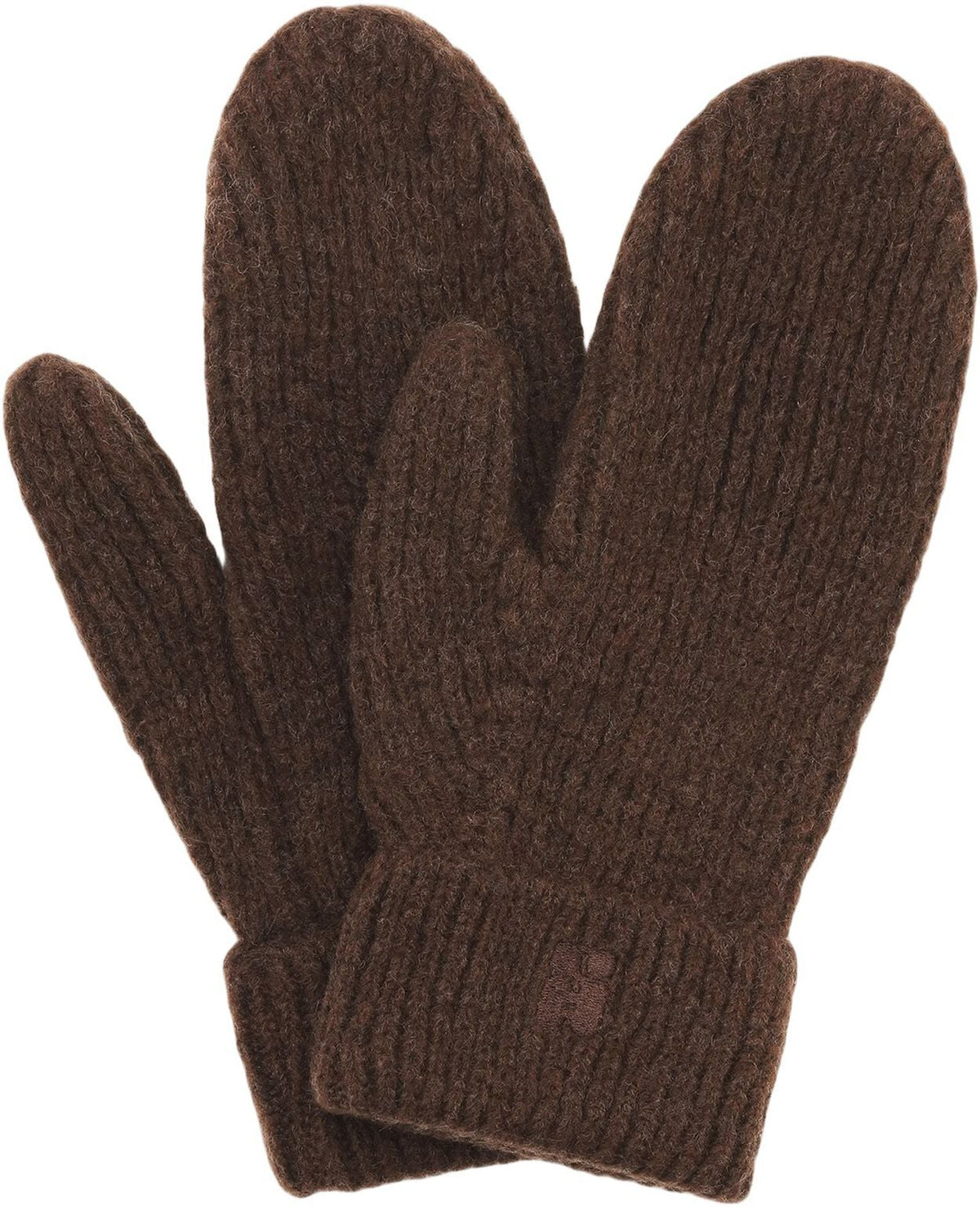 Brenda Mittens fra Sui Ava i Espresso, bløde chunky ribstrikkede vanter med uld og genanvendt polyester – køb hos butikalrum.dk.
