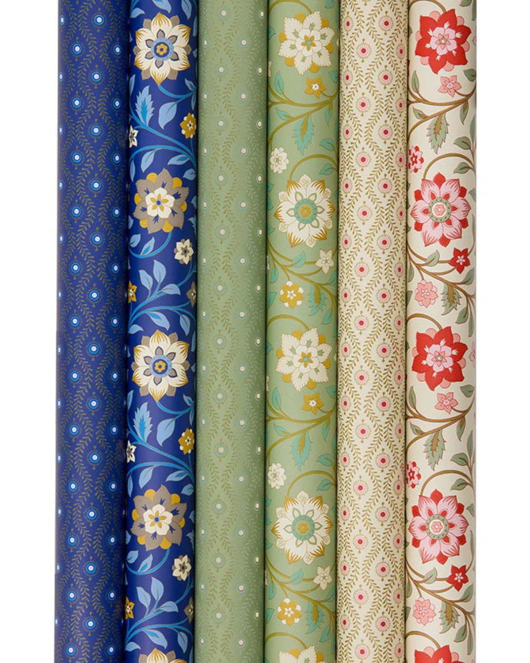 Smukt gavepapir med blå nuancer og Bungalow-print, 10 x 0,7 meter, velegnet til forskellige anledninger.