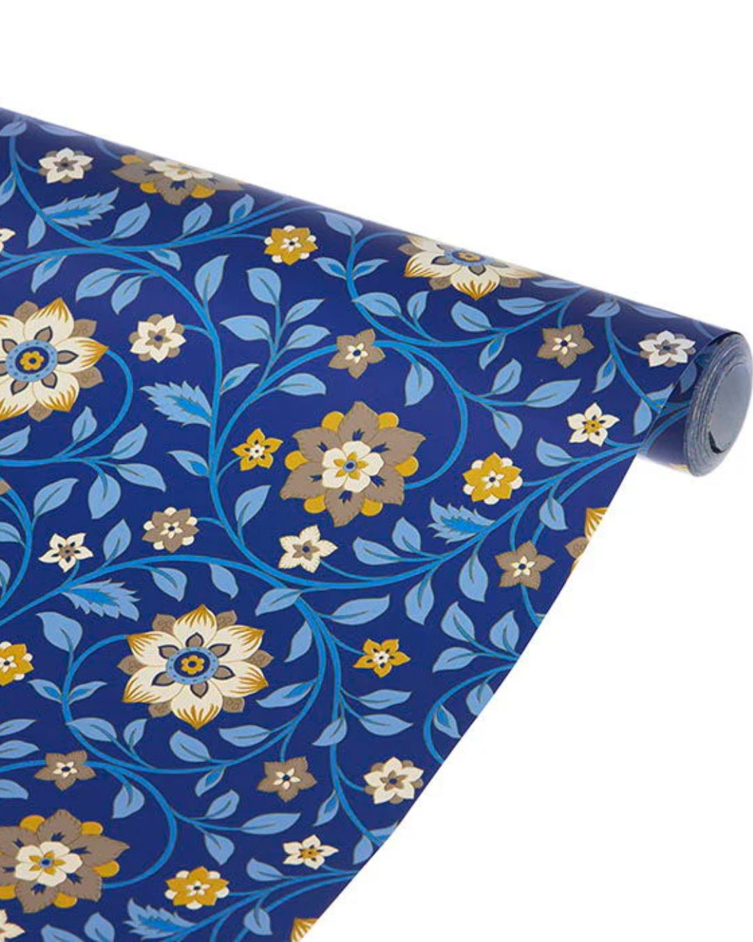 Smukt gavepapir med blå nuancer og Bungalow-print, 10 x 0,7 meter, velegnet til forskellige anledninger.