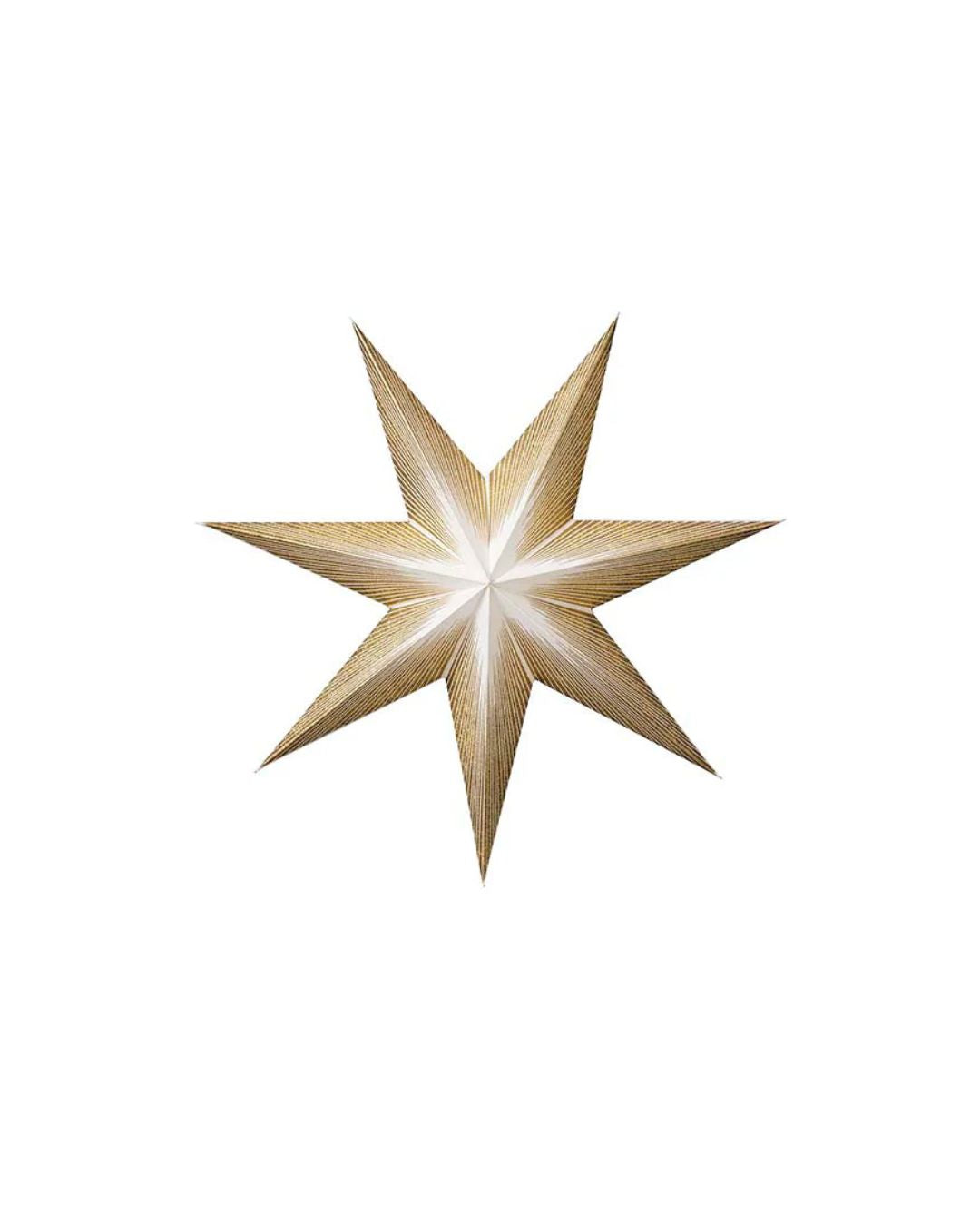 Håndlavet julestjernelampe i papir med gulddetaljer, 50 cm
