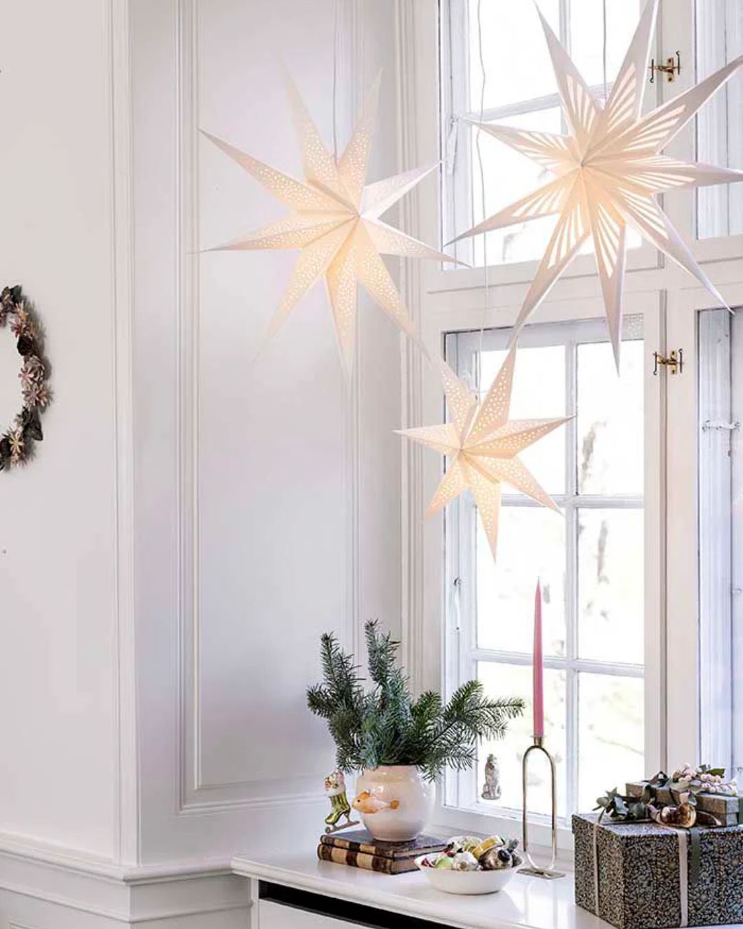 Stor håndlavet julestjernelampe i papir, 80 cm