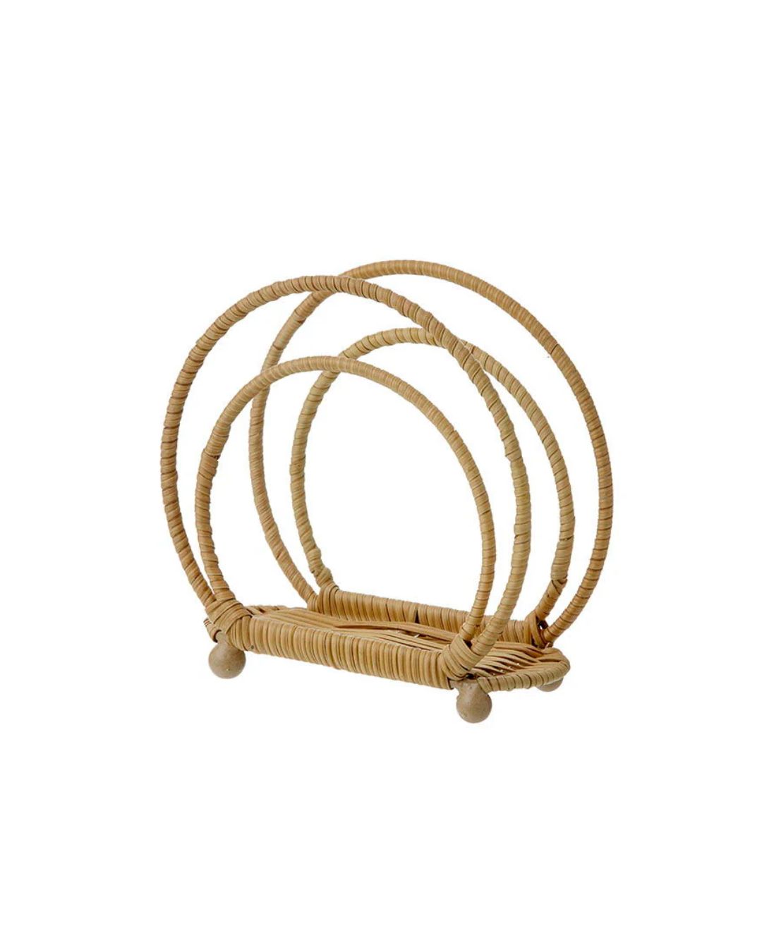 Bungalow servietholder i rattan med en diameter på 15 cm, perfekt til at organisere servietter med stil.