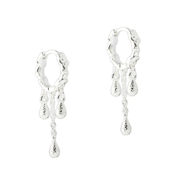 Cappa Drop Hoops i 925 sterling sølv fra Aqua Dulce med 3 dekorative drops