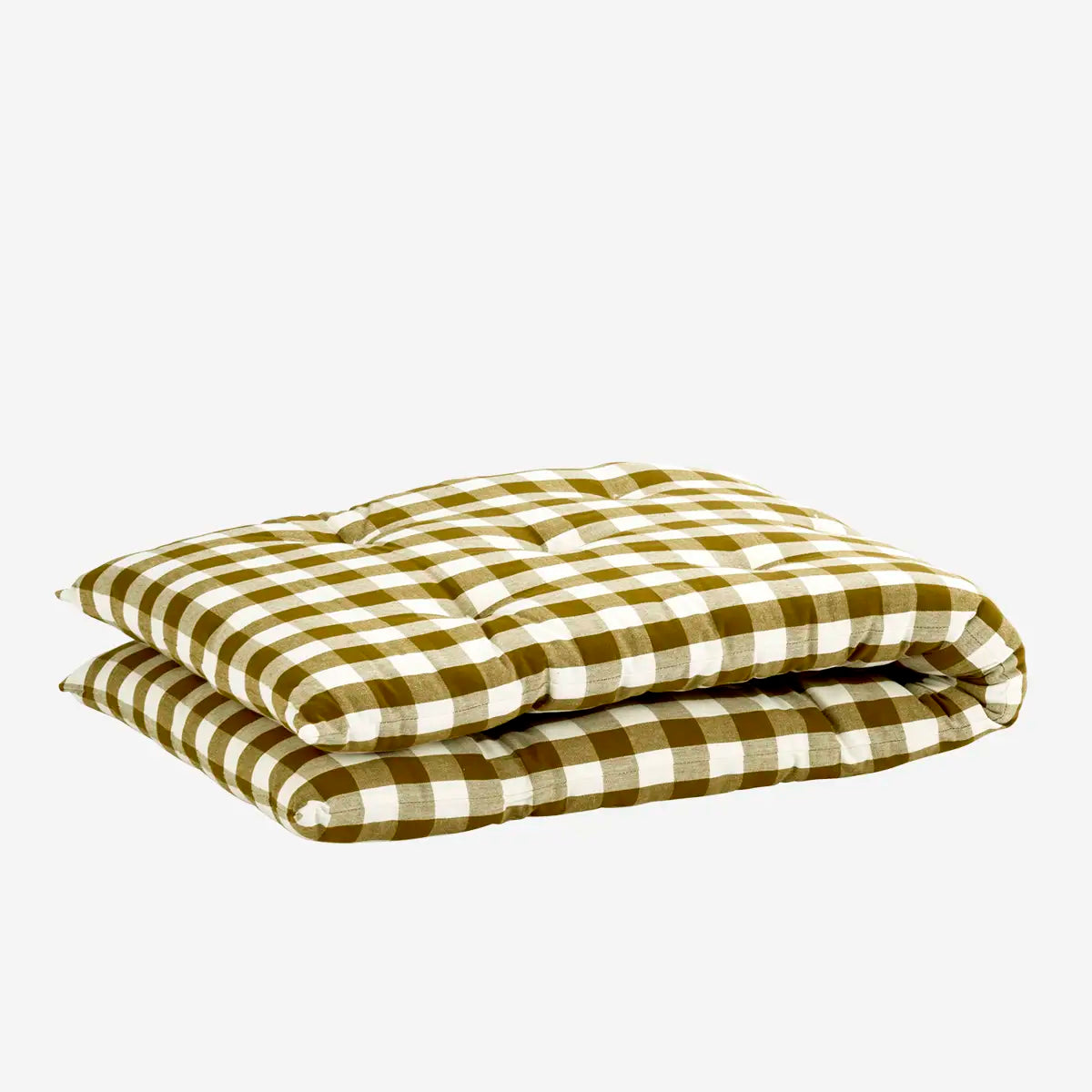 Ternet bomuldsmadras 45x125 cm i mustard og hvid til bænk inde og ude