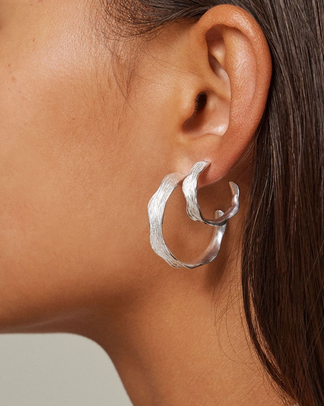 Enamel Ane hoops i sølv