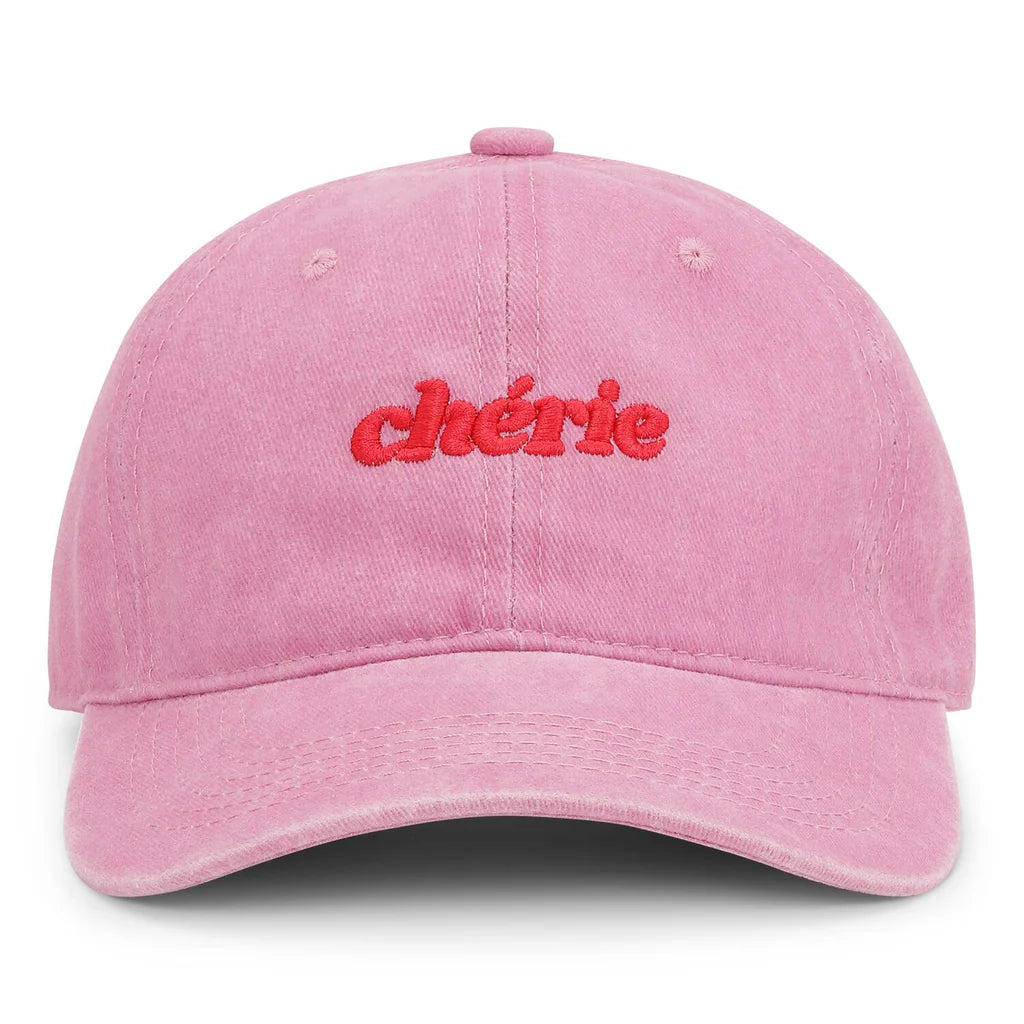 Pink bomuldskasket med broderet Cherie