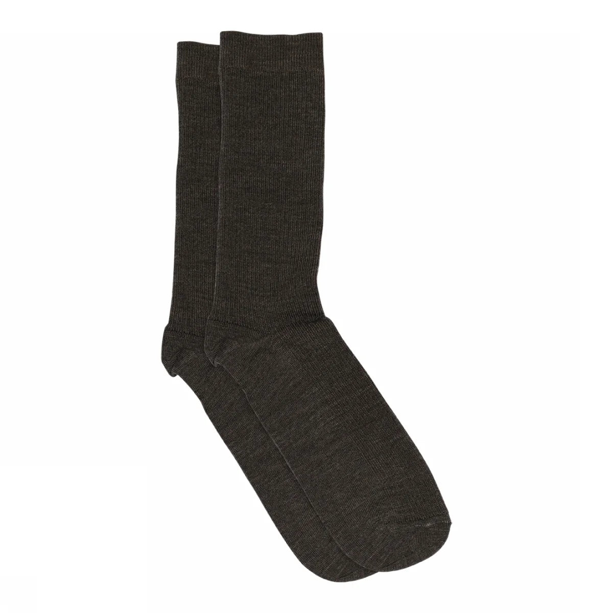 Fine Wool Rib Socks fra MPwoman i Dark Brown, tynde og bløde ribstrømper i merinould med forstærket hæl og tå – køb hos butikalrum.dk.