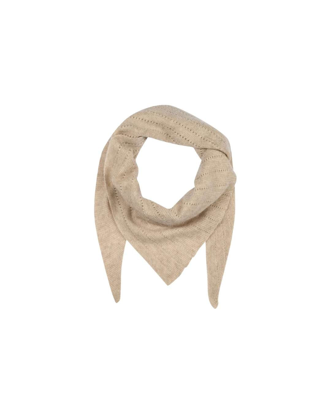 Stort, trekantet cashmere tørklæde med feminint hulmønster i fog