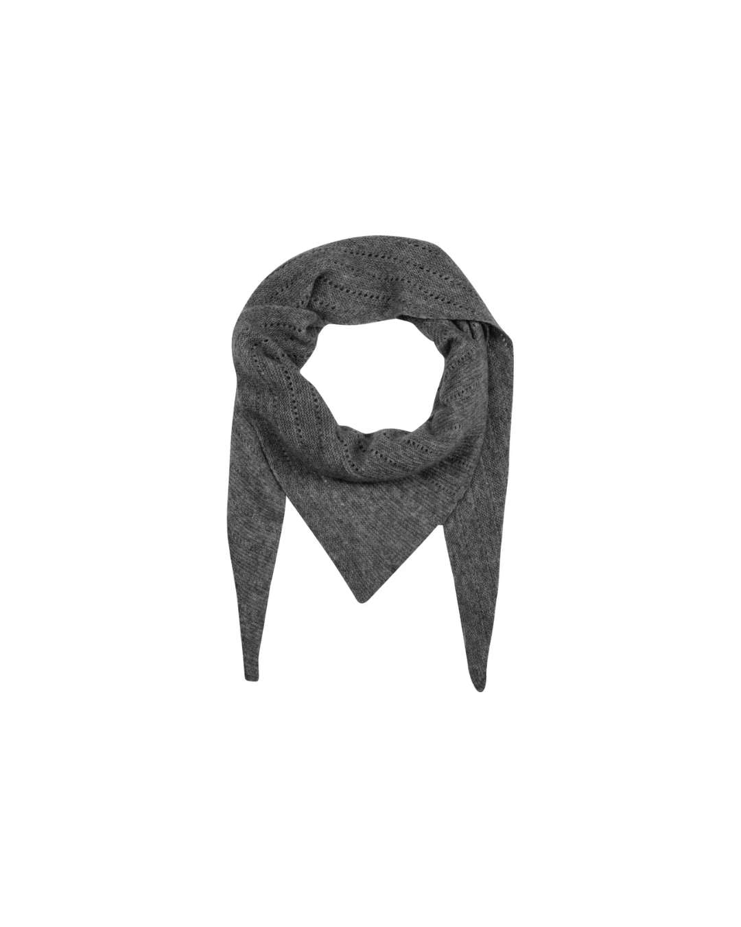 Stort, trekantet cashmere tørklæde med feminint hulmønster