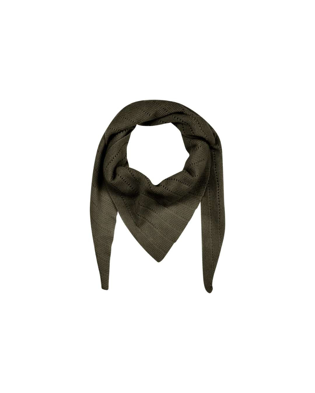 Stort, trekantet cashmere tørklæde med feminint hulmønster