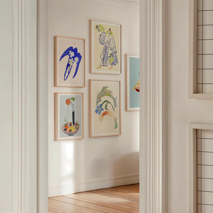 Ryujin fra Krull Studio i 230 gram mat kvalitetspapir. Plakaten forestiller en dykker, blomst og fisk.