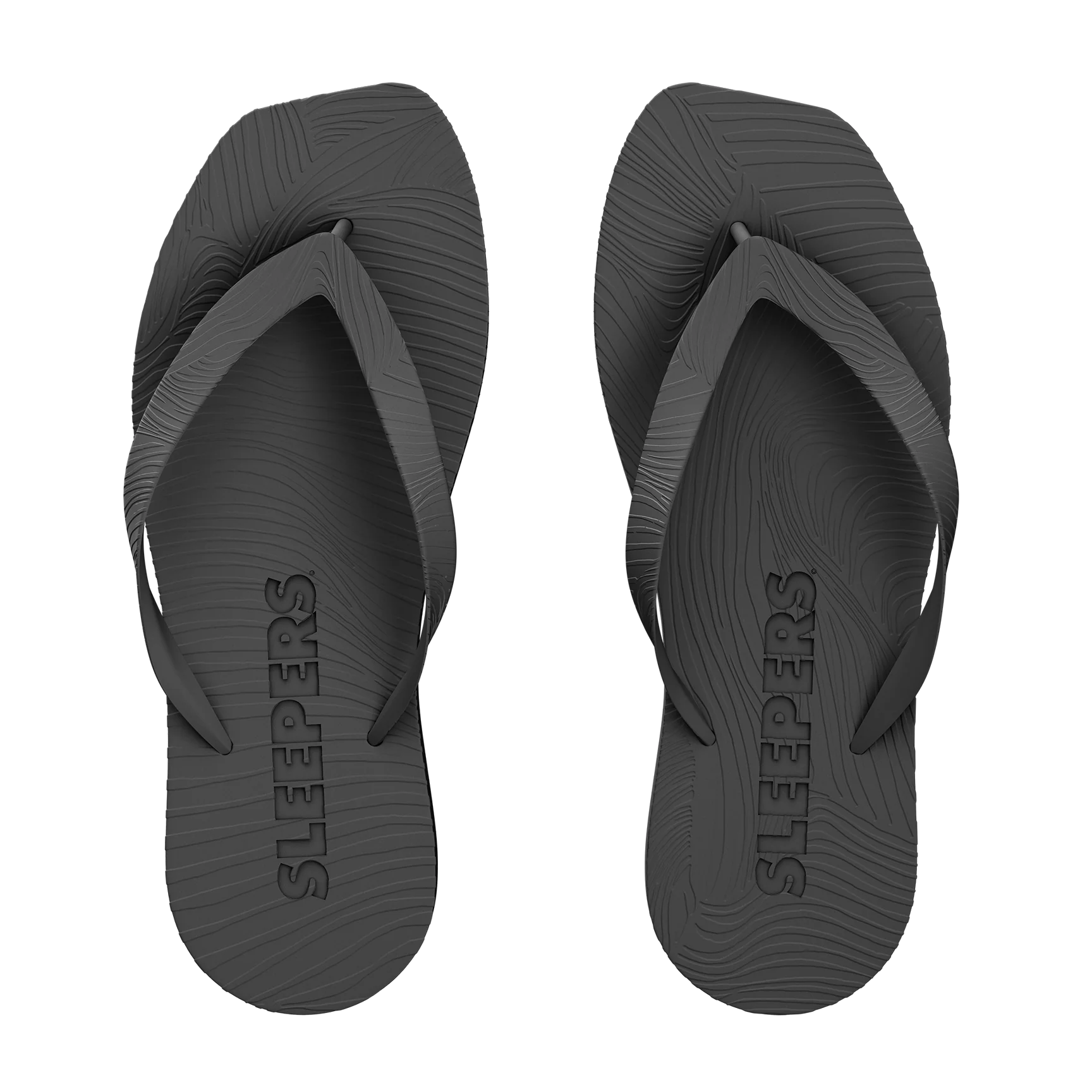 High Platform flip flop med firkantet form og bred rem i premium naturligt gummi, sort farve