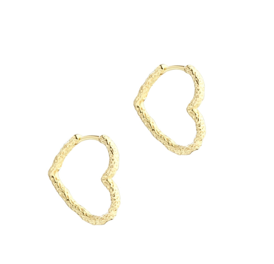 Hjerte Hoop øreringe i 925 sterling sølv, 22 mm diameter med hjerteformet design | Køb hos butikalrum.dk