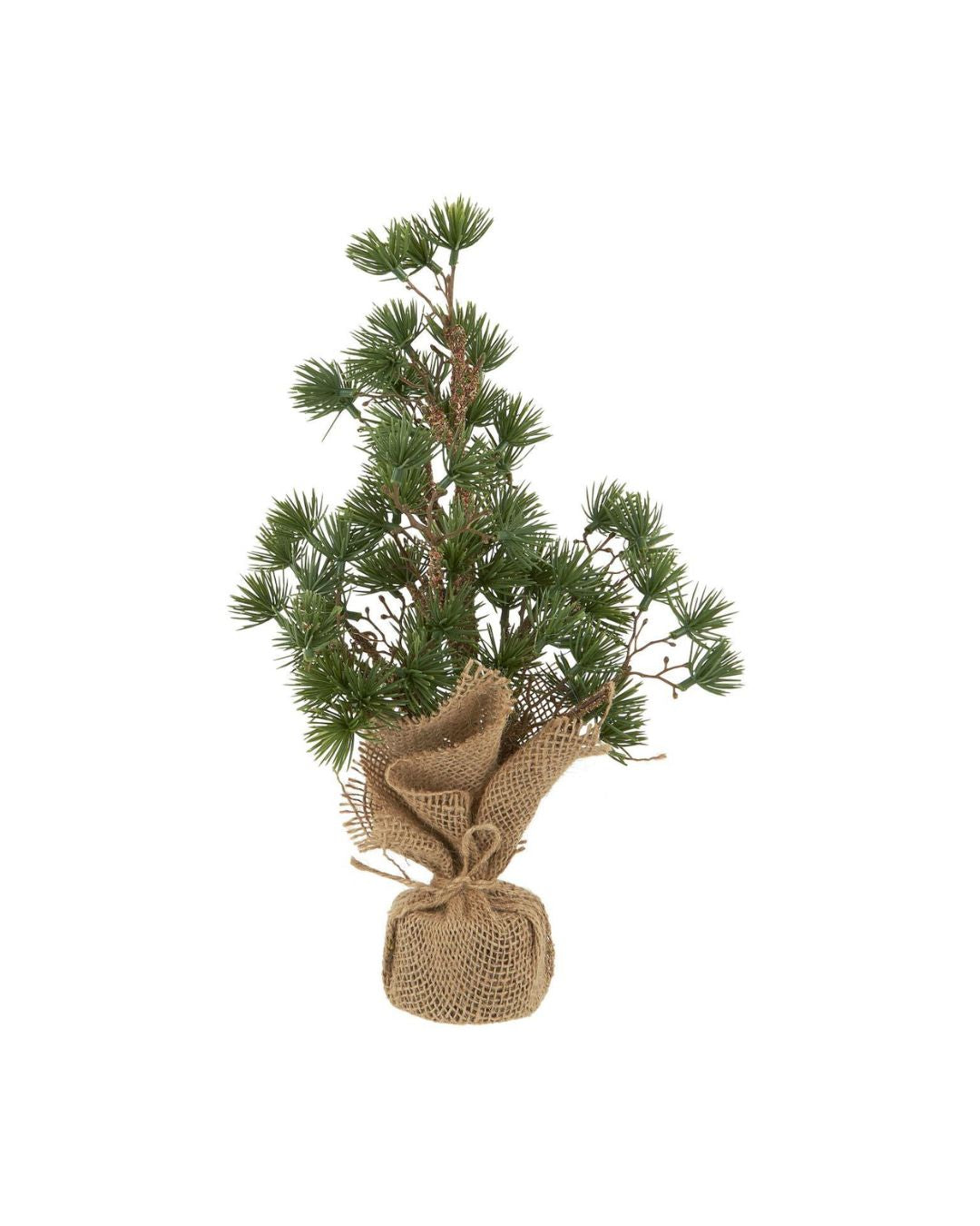 Kunstigt cedertræ med jutefod, 34 cm højt.