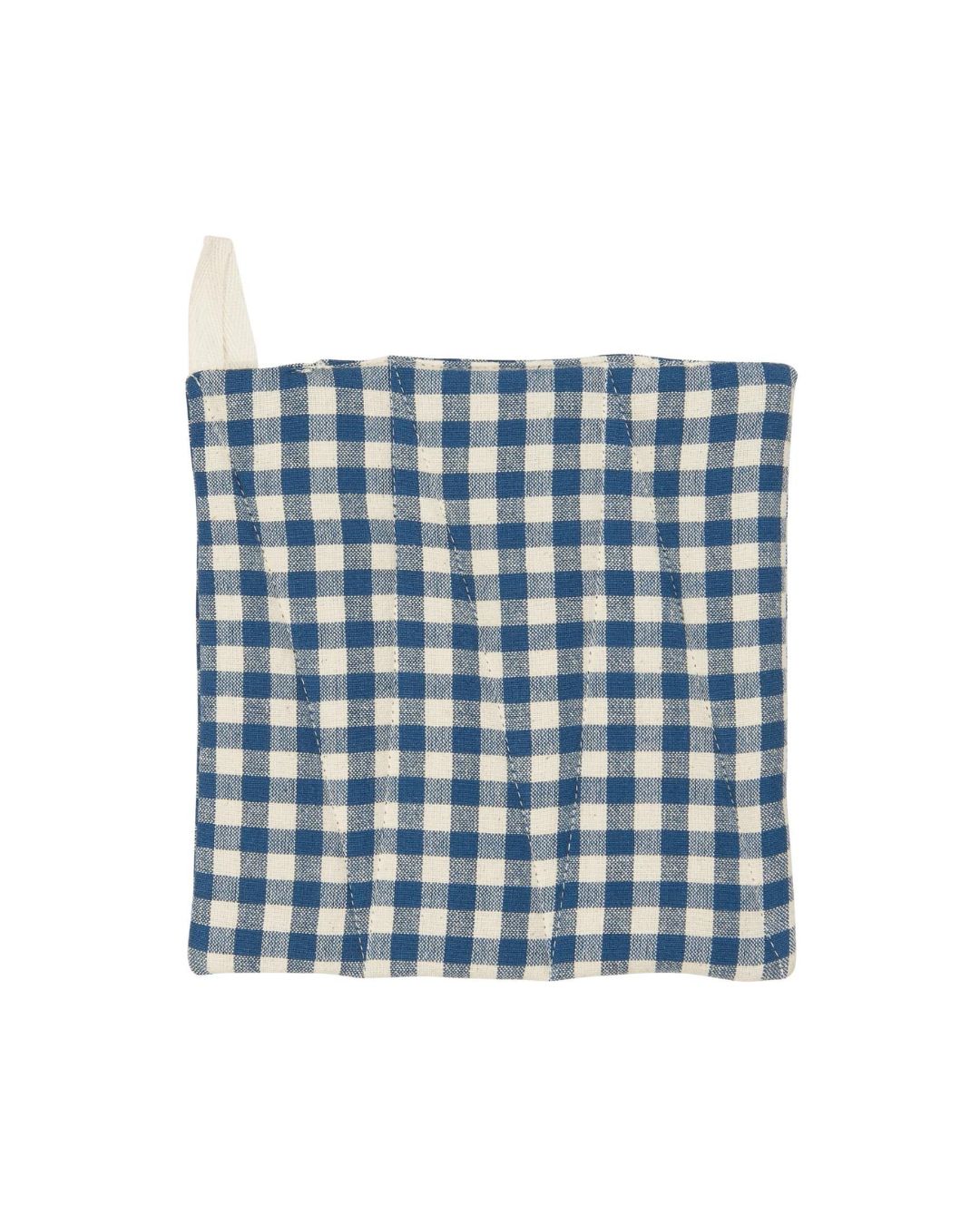 Mørkeblå grydelap med naturfarvede små tern fra Ib Laursen.