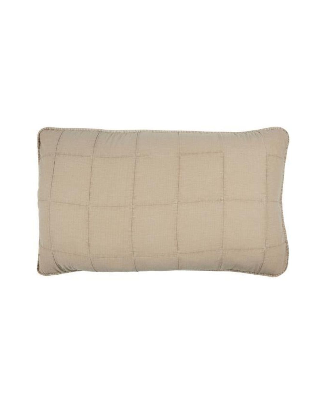 Gavlpude 50x90 cm i farven Fog med quiltet forside og bindebånd på bagsiden – elegant og komfortabel til sengen.