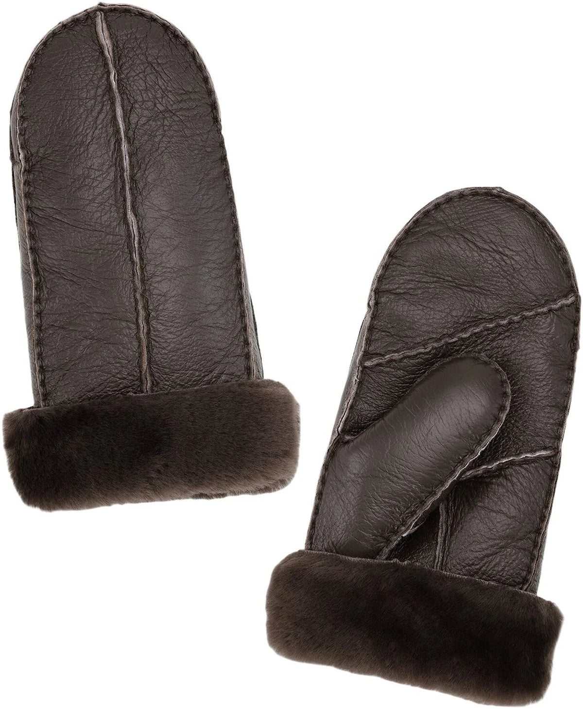 Jen Mittens fra Sui Ava i brun fåreskindslæder, bløde luffer i klassisk design – køb hos butikalrum.dk.
