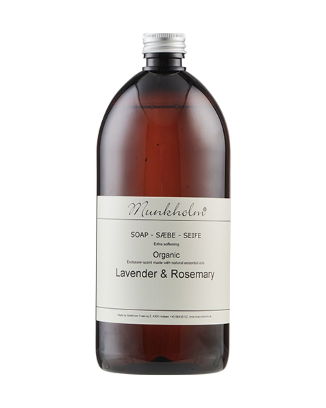 1 liter refill-flaske med Munkholm håndsæbe, ideel til genopfyldning og økonomisk pleje af dine hænder.
