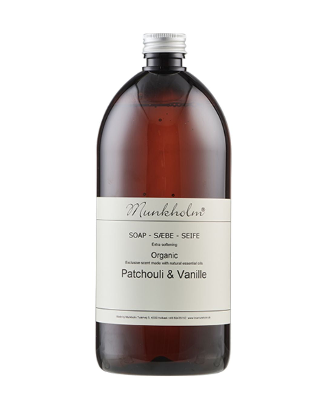 1 liter refill-flaske med Munkholm håndsæbe, ideel til genopfyldning og økonomisk pleje af dine hænder.