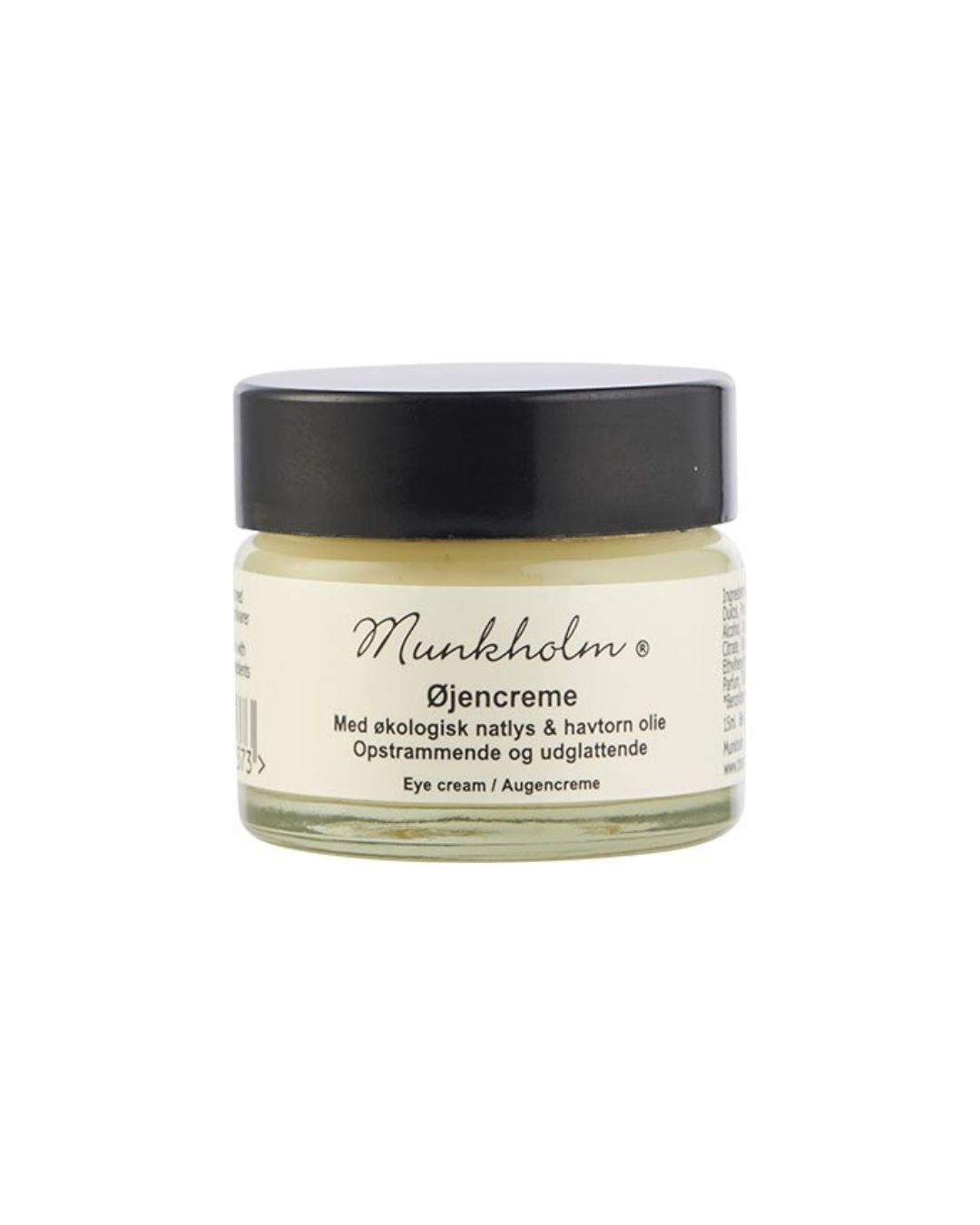 Munkholm øjencreme med grøn te og morgenfrue, opstrammer og udglatter øjenområdet.