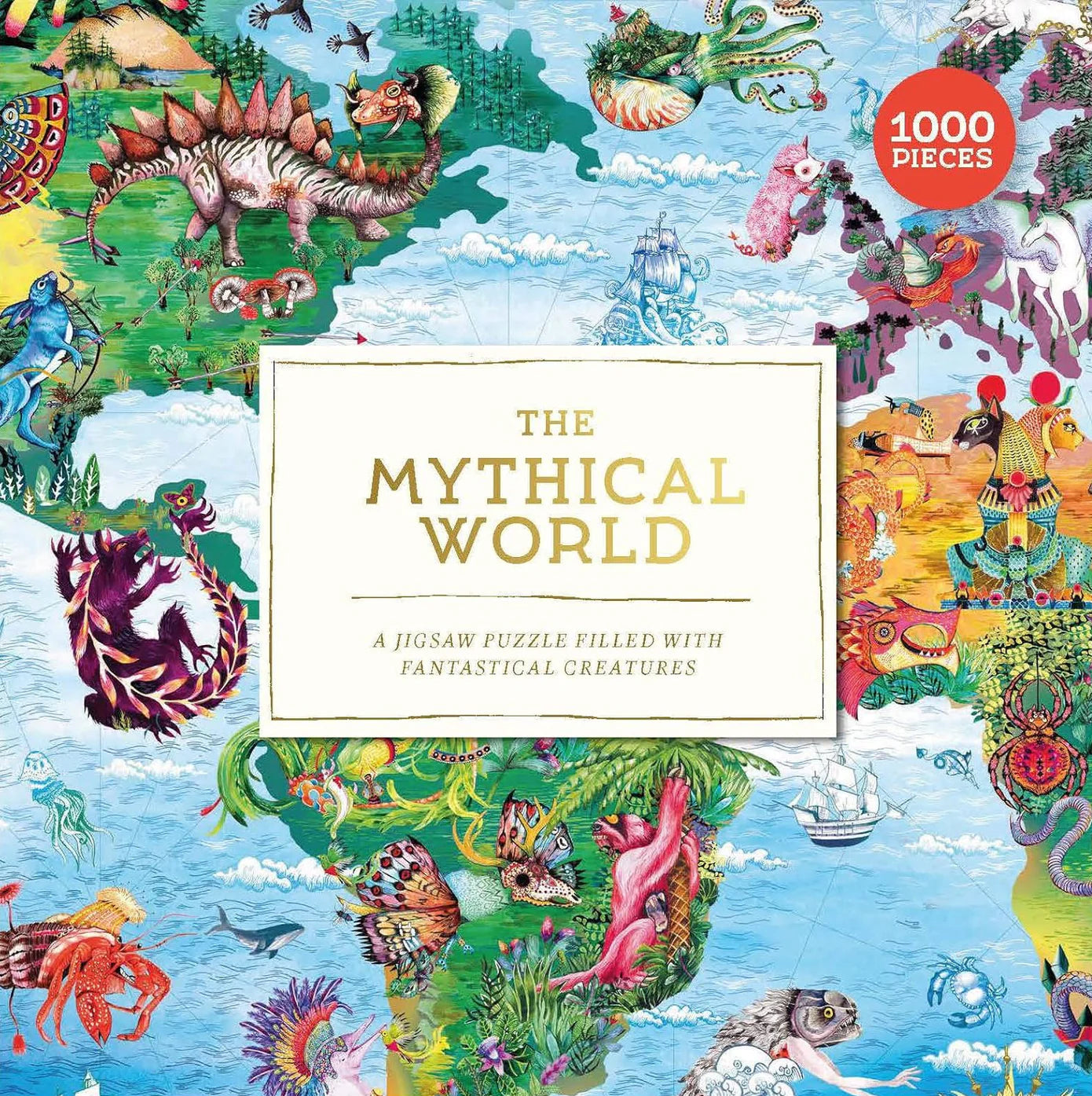The Mythical World 1000 piece puzzle med fantasy verdenskort – køb hos butikalrum.dk