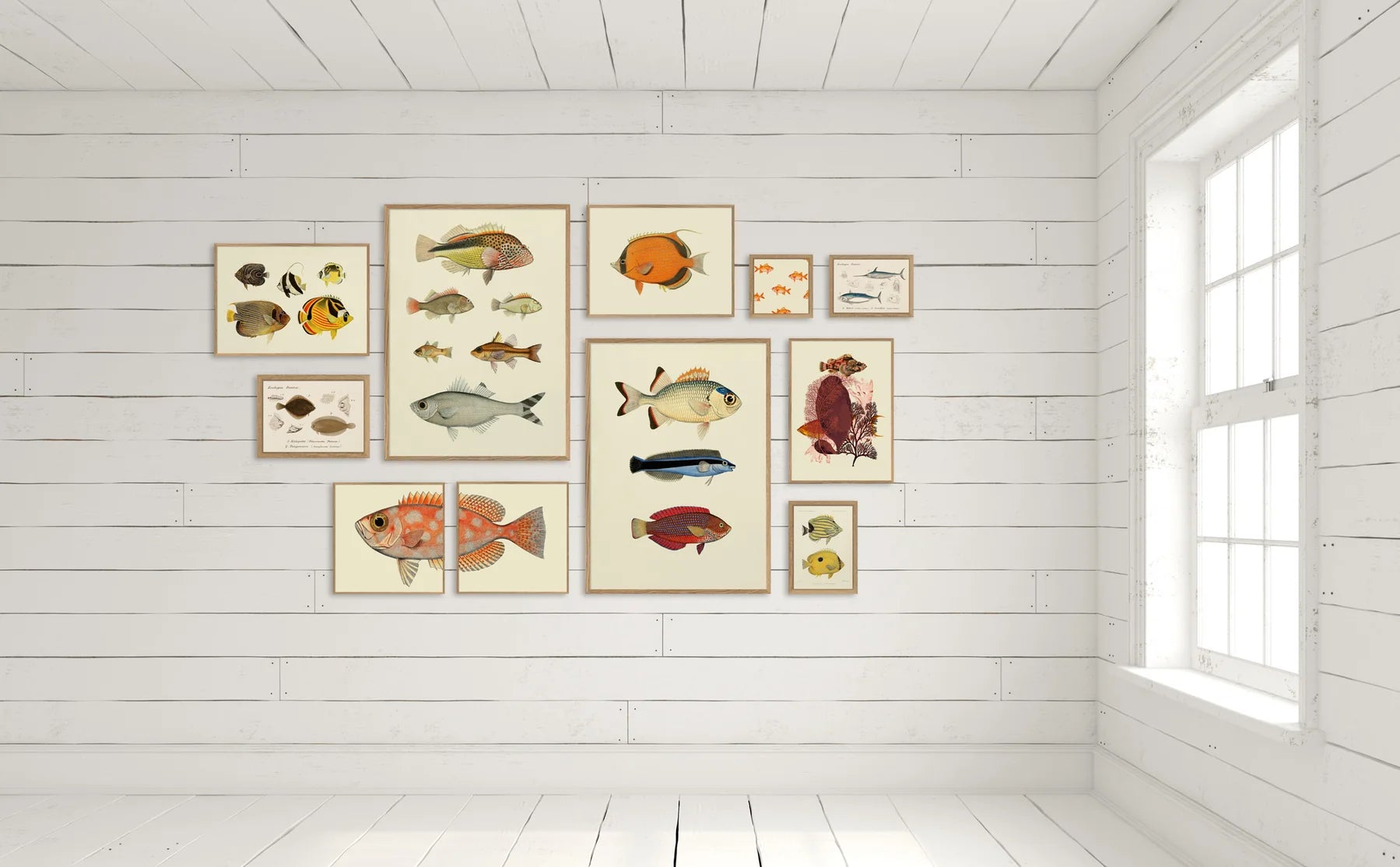 Plakat med orange fiskehoved, 30 x 30 cm, fra The Dybdahl Co. – vintage-inspireret motiv, sælges uden ramme hos butikalrum.dk