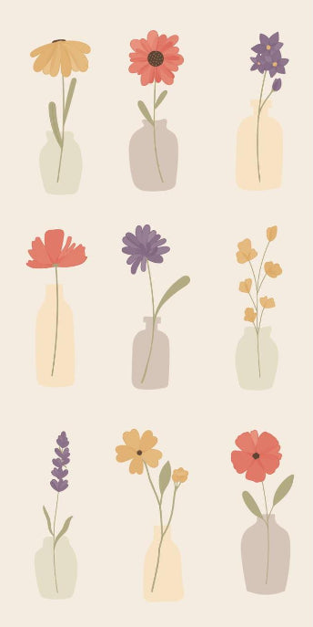 Servietter med blomster i vaser 10x20 cm 16 stk perfekt til borddækning og hyggelige stunder - køb hos butikalrum.dk