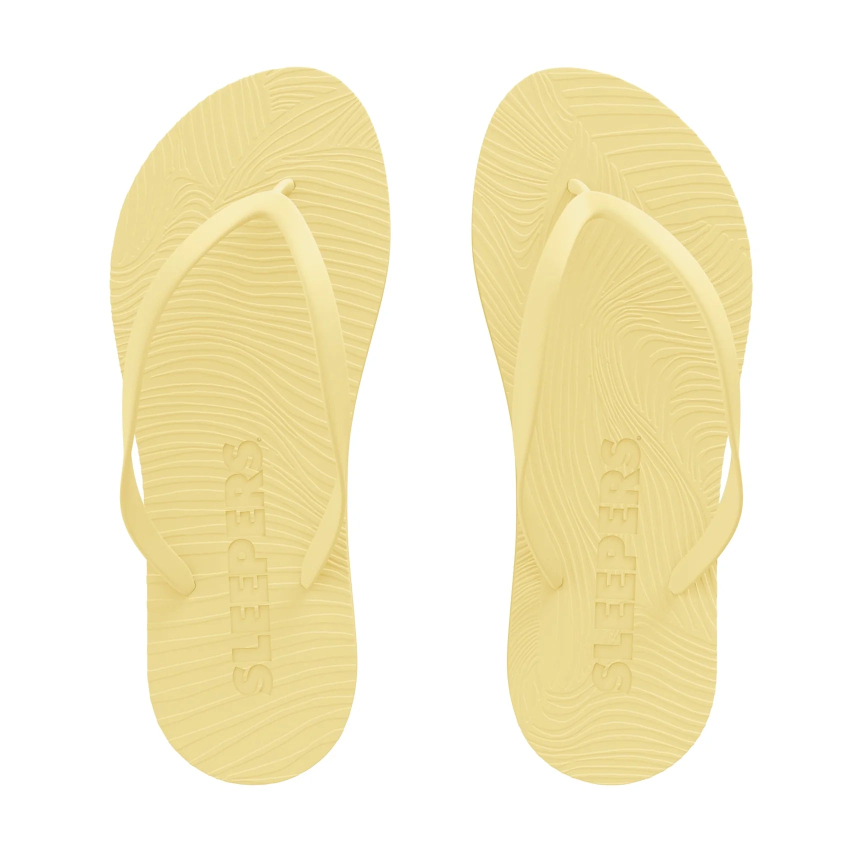 Slim flip flop i premium naturligt gummi med rund sål og minimalistisk rem i Mellow Yellow | Butikalrum.dk