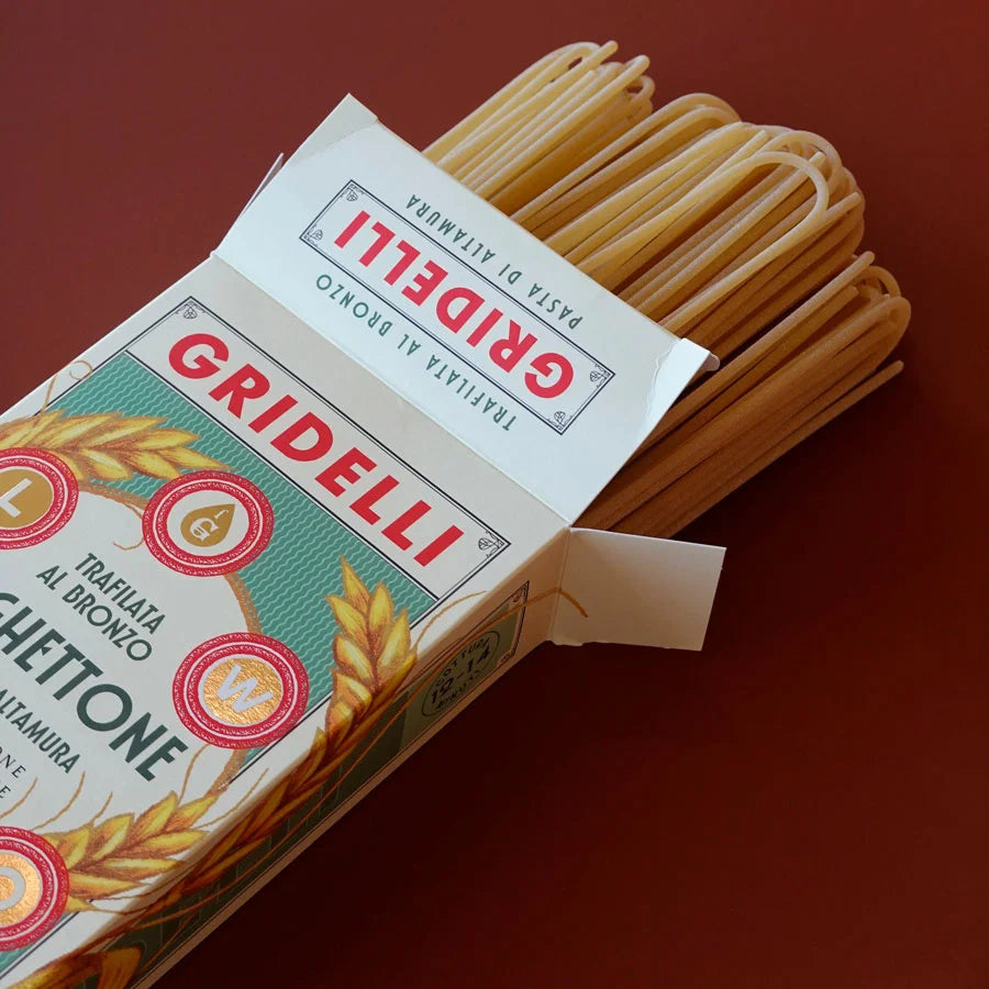 Gridelli Spaghettone Pasta di Altamura, ekstra tyk økologisk spaghetti fra Italien, 500 g – køb hos butikalrum.dk.