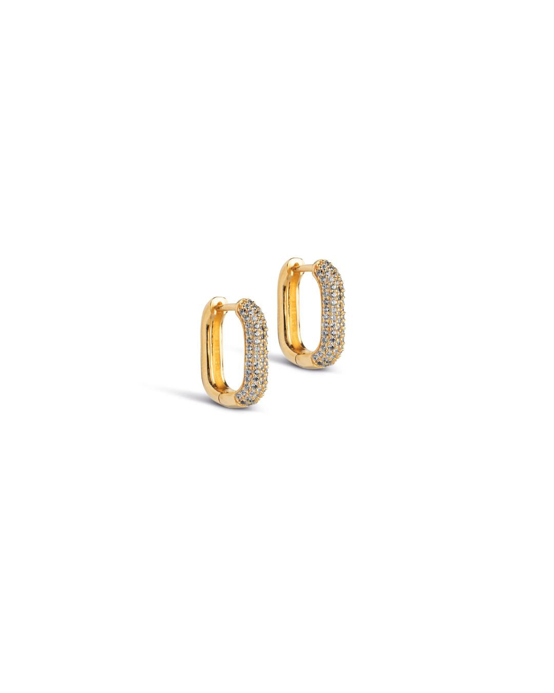 Enamel square hoops i guld fyldt med sten