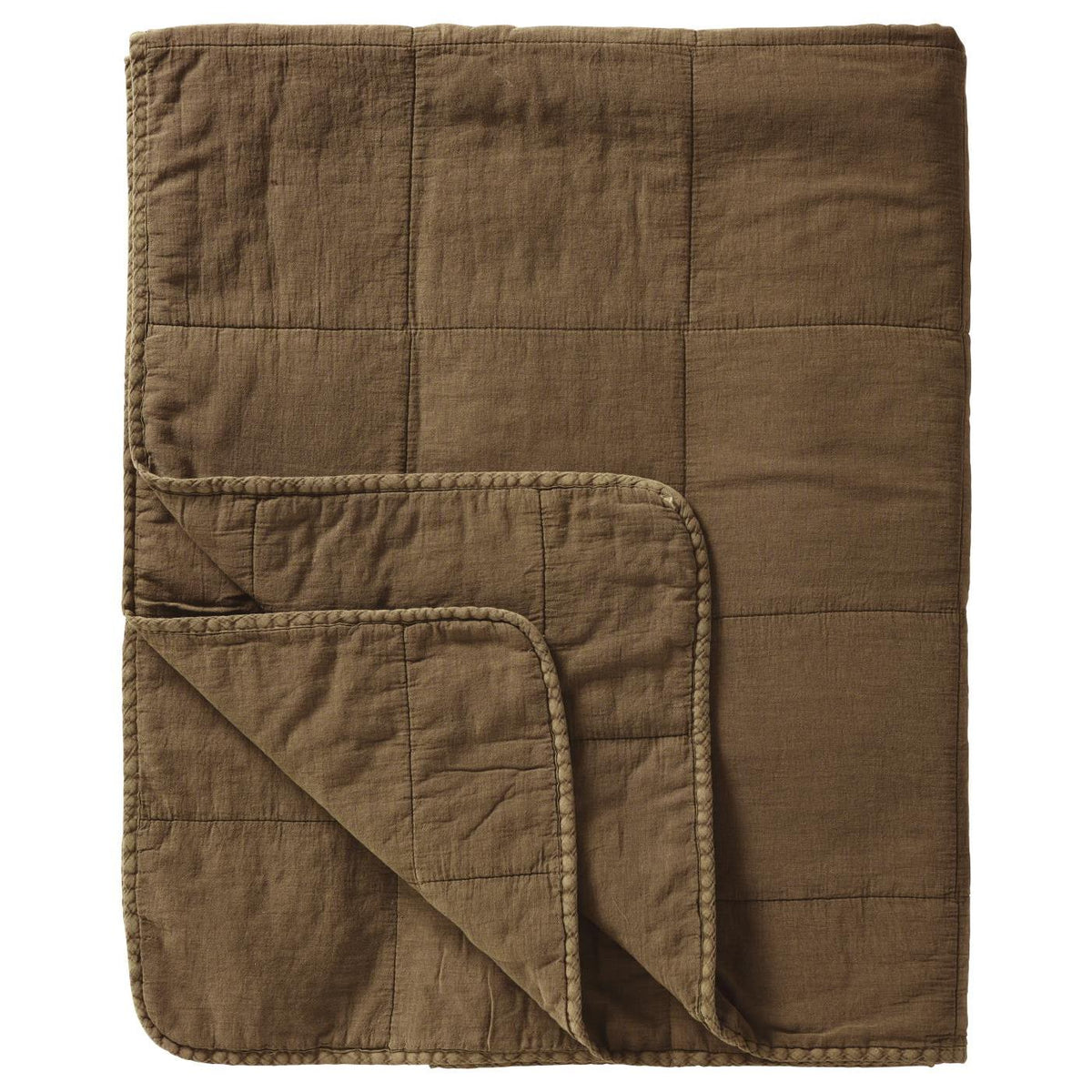 Vintage Quilt sengetæppe til dobbeltseng i Truffle med blød bomuld og stenvasket vintage-look – køb hos butikalrum.dk.