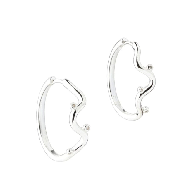 Wavy Hoops øreringe i 925 sterling sølv med klare zirkonia, 25 mm diameter | Køb hos butikalrum.dk