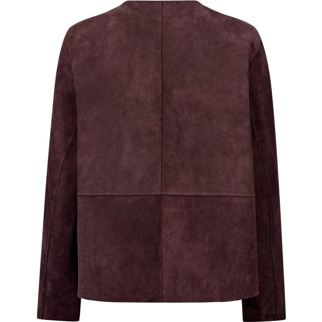 Zita Kort 2in1 Jakke fra Depeche i Deep Plum og Black, vendbar skindjakke i lammeskind og ruskind – køb hos butikalrum.dk.