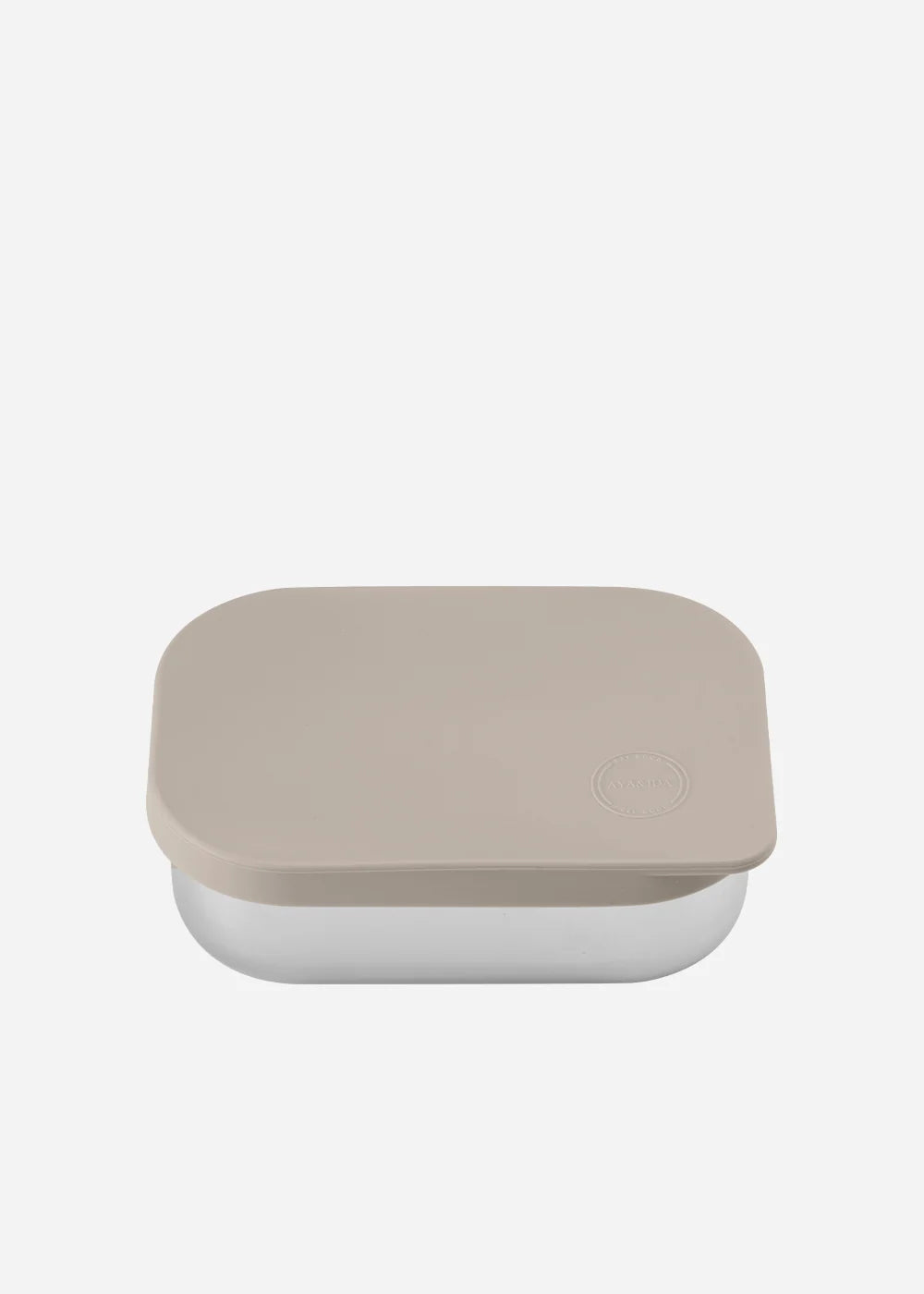 AYA&IDA Lunch Box i Cream Beige 900 ml med tre rum, rustfrit stål og blødt silikone låg – en praktisk madkasse til børn.
