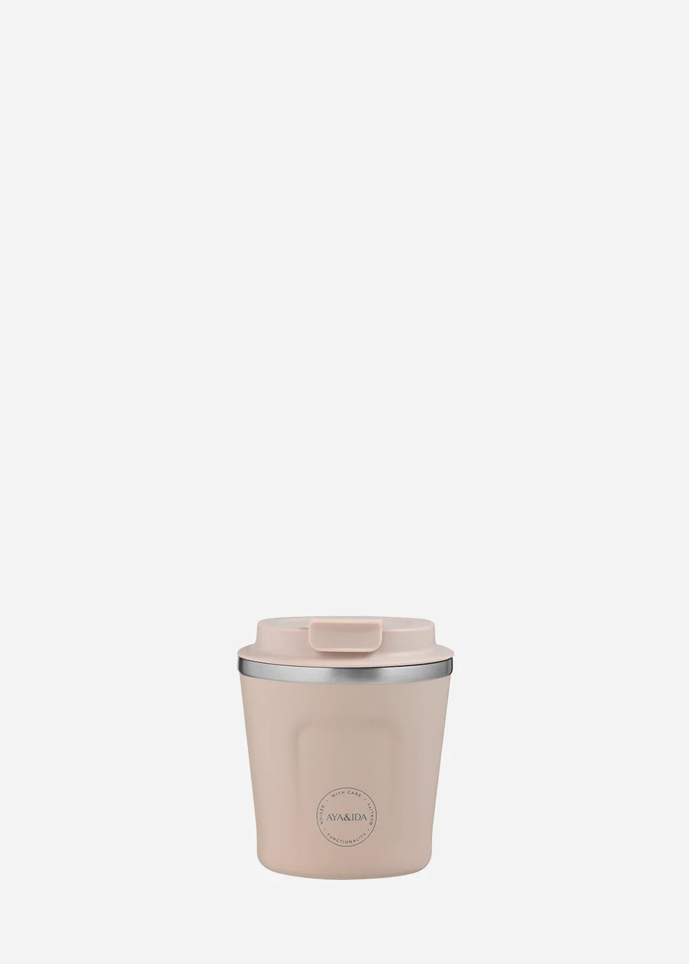 AYA&IDA CUP2GO termokop i Cream Beige 240 ml med tætsluttende klik-låg – en stilren og bæredygtig kop til kaffe og te på farten.