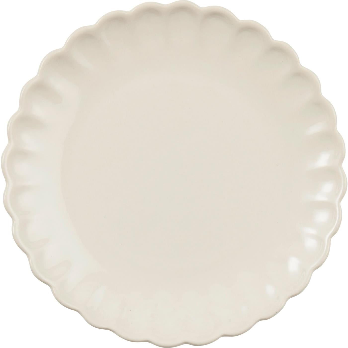 Hvid stentøjstallerken med 19,5 cm diameter, fødevaregodkendt, tåler ovn, mikrobølgeovn, fryser og maskinopvask.