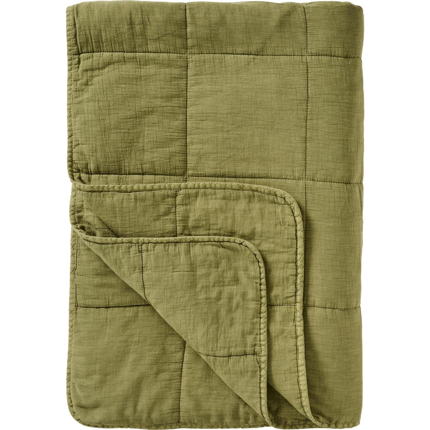 Blød bomuldsquilt i Herbal Green fra butikalrum.dk i 130x180 cm