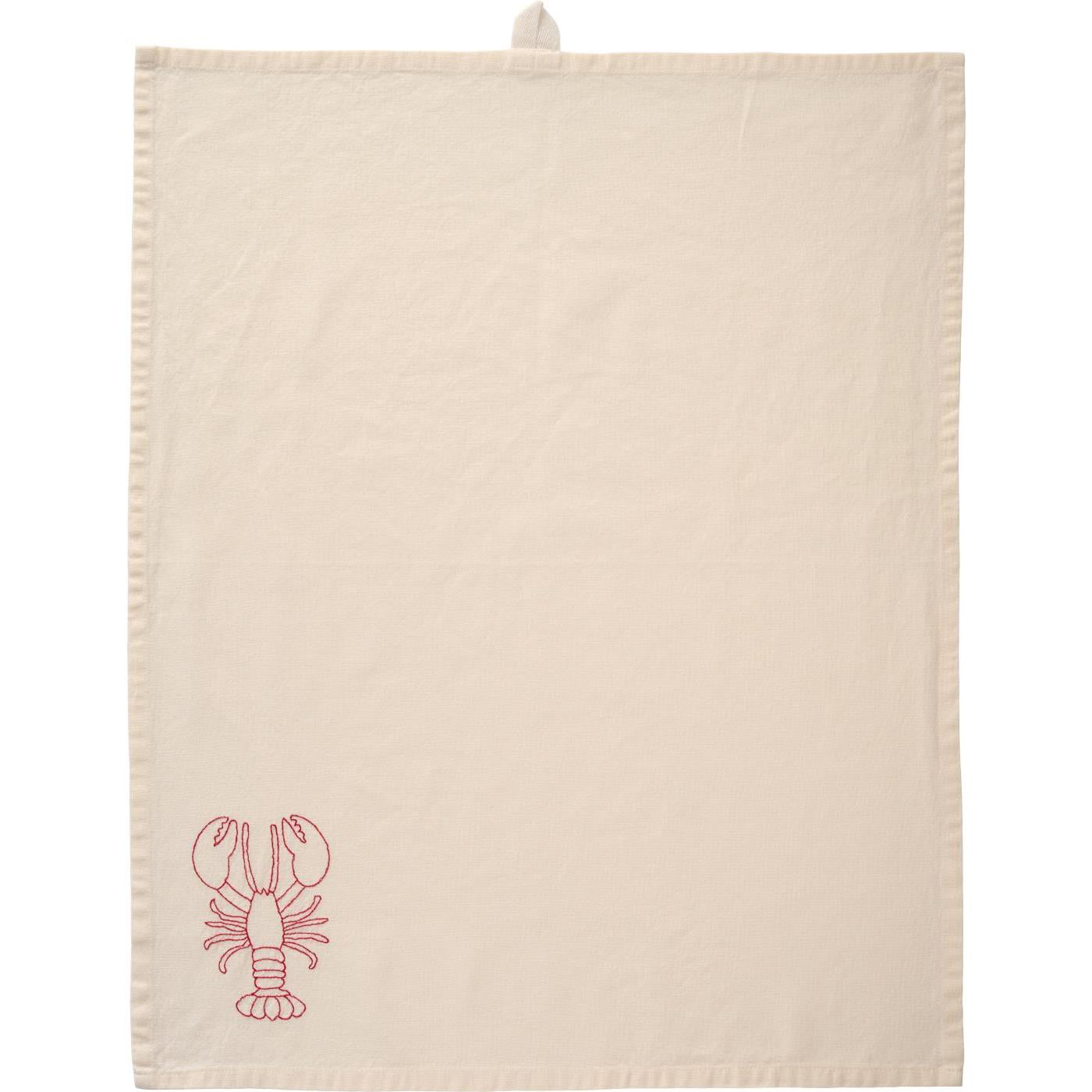 50x70 cm viskestykke med broderi af hummer - køb på Butikalrum.dk