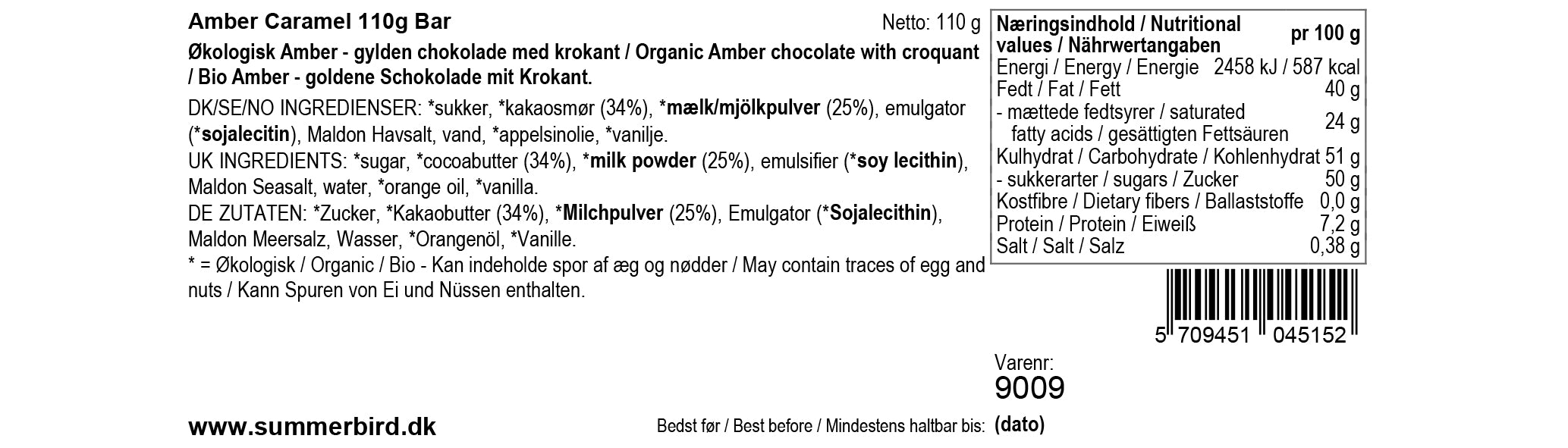 Amber Caramel Chokolade | Summerbird