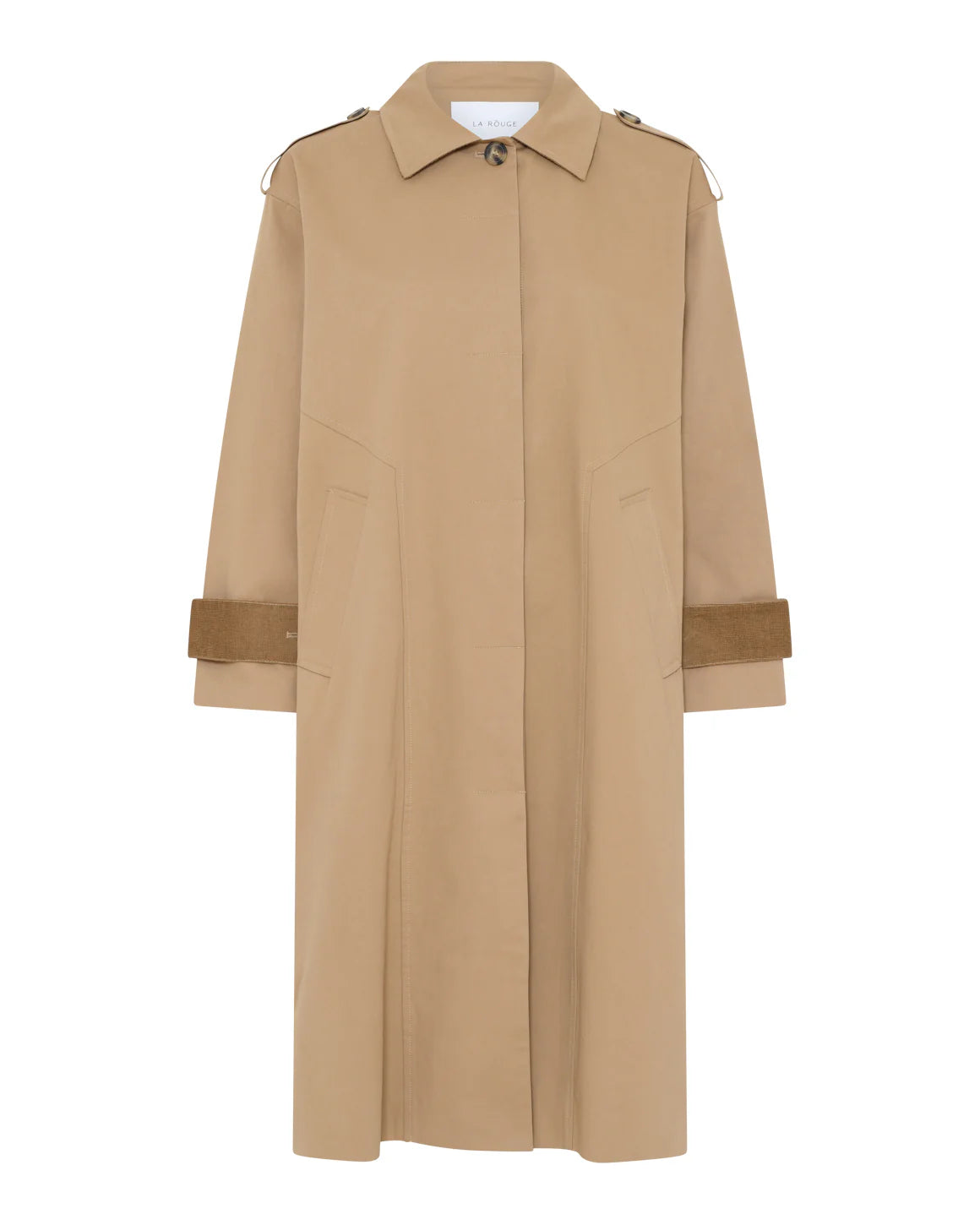 Alma Trendcoat i sand fra La Rouge – klassisk bomuldsfrakke