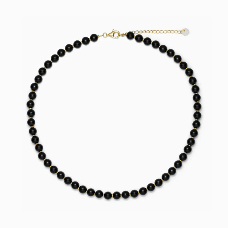 Hailey halskæde - Tynd krystal halskæde - Black onyx