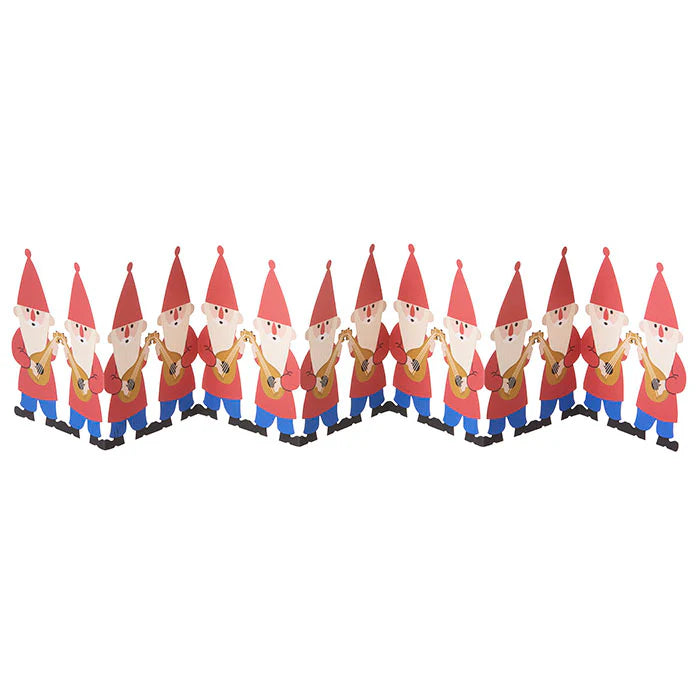 Table Garland 67 cm med nisser i rødt papir – dekorativt bordpynt til julefrokost og julebord, fra Butikalrum.dk på Amagerbro