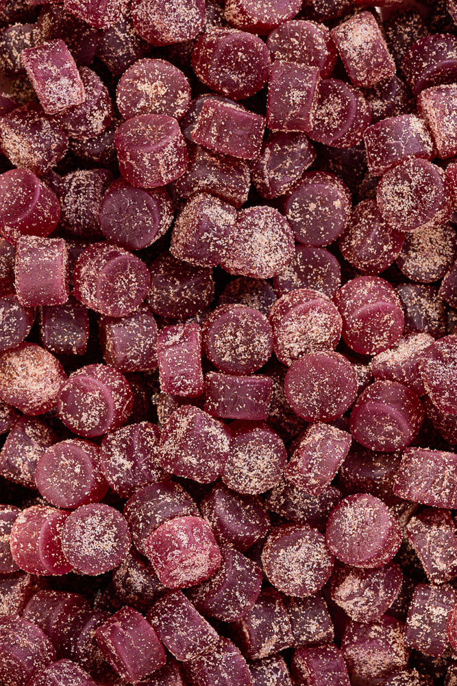 Veganske vingummier med skovbær, lakrids og sour sugar coating fra The Original i 170 g tube - køb hos butikalrum.dk