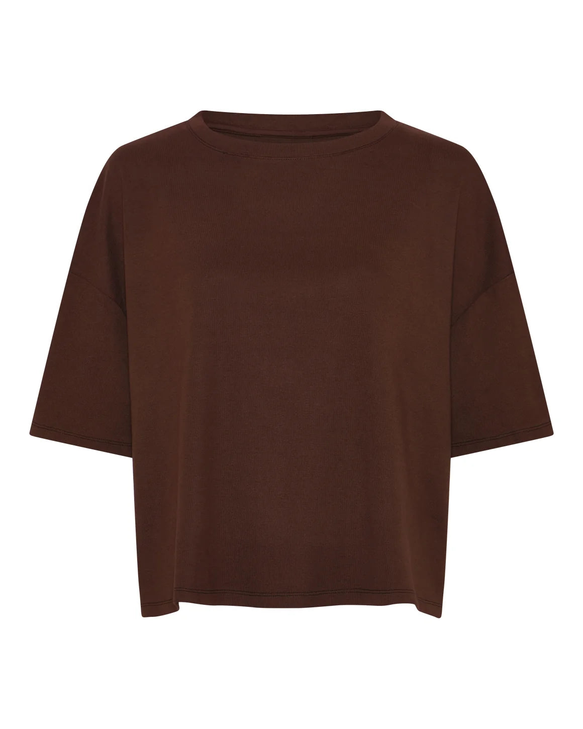 Boxy T-shirt i Dark Brown fra La Rouge i kraftig 100% bomuld med bred pasform og 3/4-ærmer – køb hos butikalrum.dk.