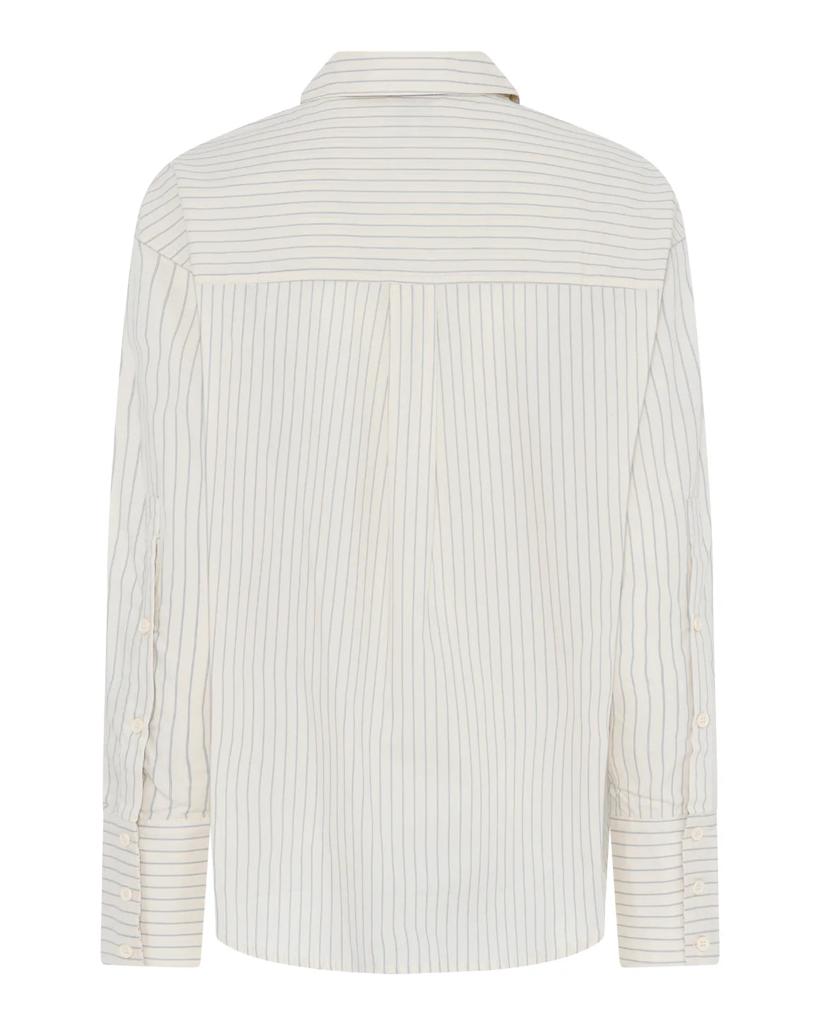 Candy Cropped Shirt – stribet, cropped bomuldsskjorte med brystlomme og lange manchetter med ekstra knapdetalje.