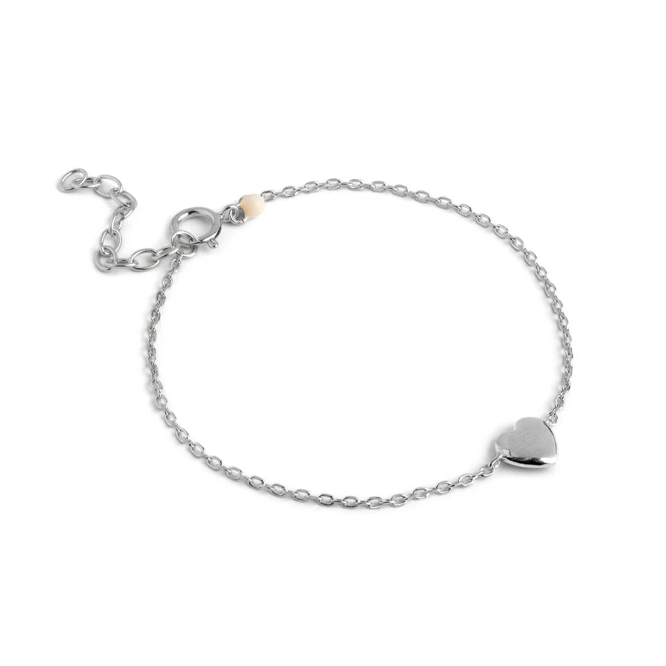 Justerbart armbånd i sterling sølv med hjerte.