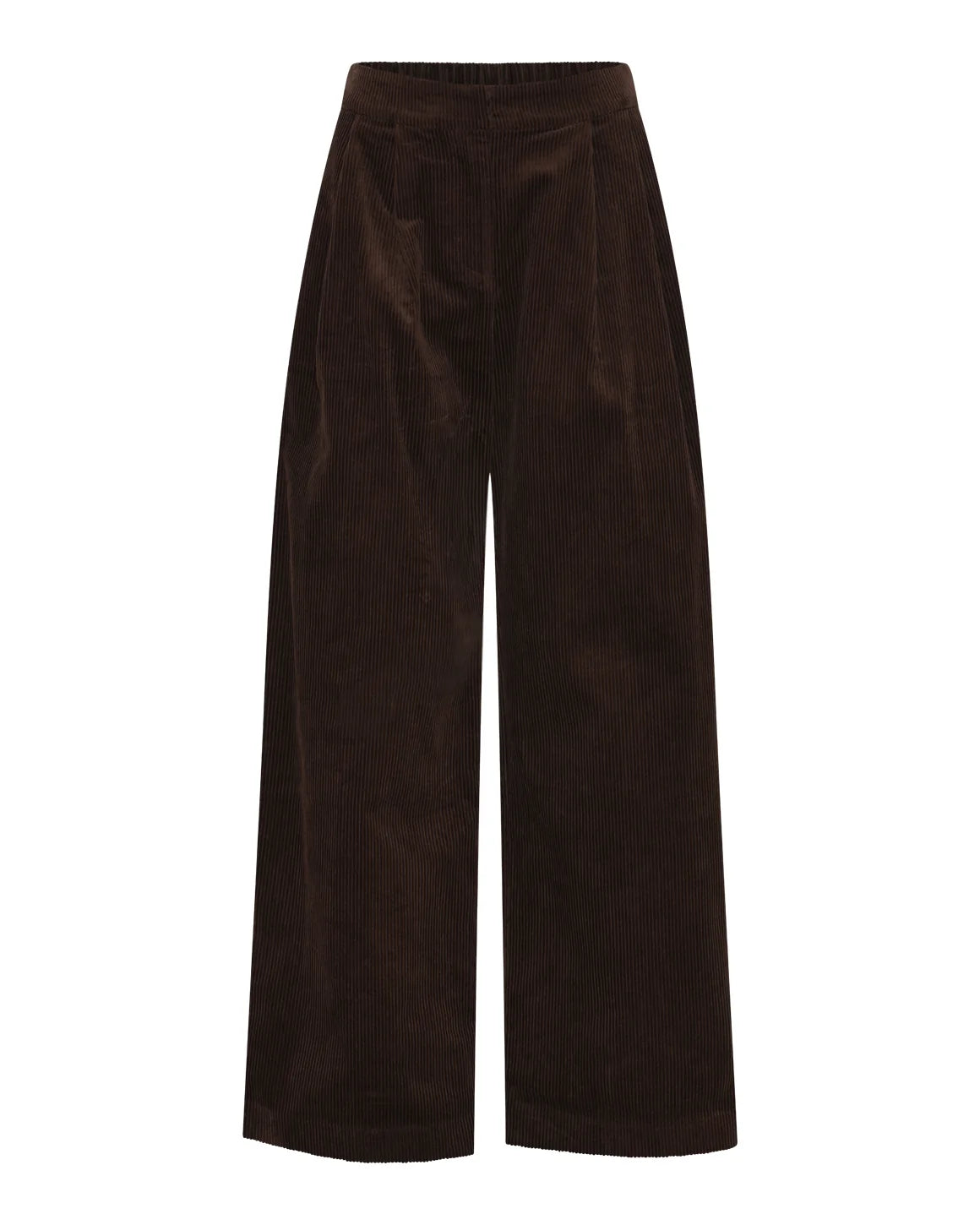 Connie Pants Corduroy fra LA RŌUGE i Dark Brown, elegante fløjlsbukser med vide ben og læg i 100% bomuld – køb hos butikalrum.dk.